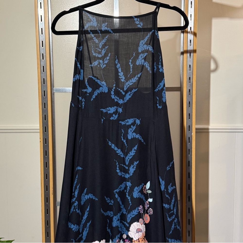 Free People Black Dress with Blue and Pink Floral Design